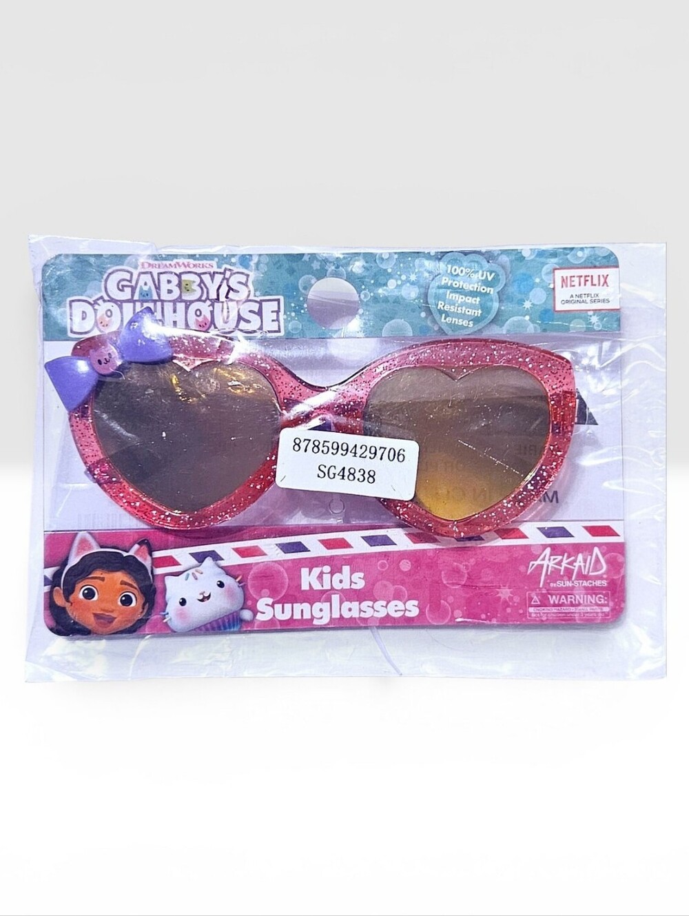 Gabby's Dollhouse Stylish Heart Shaped UV Protective Glitter Sunglasses NEW